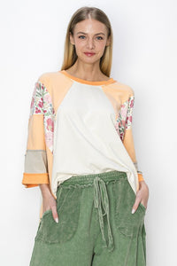 J. Her Color Block Raglan Top in Orange Shirts & Tops J.Her   