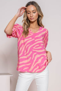 Hailey & Co Two-Toned Printed Top in Pink