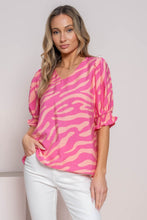 Load image into Gallery viewer, Hailey &amp; Co Two-Toned Printed Top in Pink

