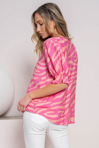 Hailey & Co Two-Toned Printed Top in Pink
