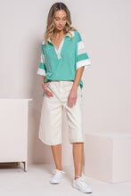 Load image into Gallery viewer, Hailey &amp; Co Oversized Terry Knit Sporty Polo Top in Green
