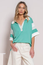 Load image into Gallery viewer, Hailey &amp; Co Oversized Terry Knit Sporty Polo Top in Green
