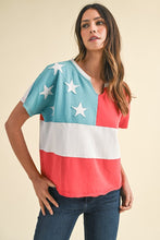 Load image into Gallery viewer, AnnieWear American Flag Top in Red White and Blue Shirts &amp; Tops AnnieWear   
