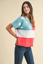 Load image into Gallery viewer, AnnieWear American Flag Top in Red White and Blue Shirts &amp; Tops AnnieWear   
