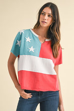 Load image into Gallery viewer, AnnieWear American Flag Top in Red White and Blue Shirts &amp; Tops AnnieWear   
