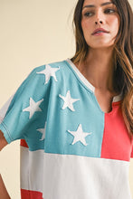 Load image into Gallery viewer, AnnieWear American Flag Top in Red White and Blue Shirts &amp; Tops AnnieWear   
