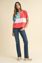 Load image into Gallery viewer, AnnieWear American Flag Top in Red White and Blue Shirts &amp; Tops AnnieWear   
