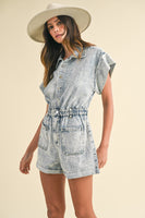AnnieWear Snow Washed Romper in Light Denim