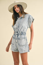 Load image into Gallery viewer, AnnieWear Snow Washed Romper in Light Denim
