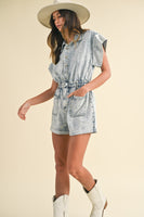 AnnieWear Snow Washed Romper in Light Denim