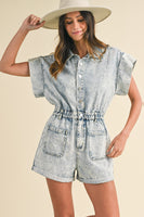 AnnieWear Snow Washed Romper in Light Denim