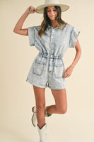 AnnieWear Snow Washed Romper in Light Denim