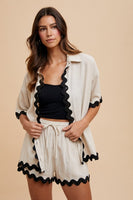 AnnieWear Shirt & Short Set with Ric Rac Trim in Natural Set AnnieWear   