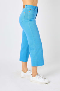 Judy Blue Cropped Wide Leg Tummy Control Pants in Sky Blue Pants Judy Blue   