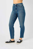 Judy Blue High Waisted Tummy Control Slim Fit Jeans in Dark Denim Pants Judy Blue   