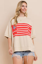 Load image into Gallery viewer, Oddi OVERSIZED Top with Flag Patch Front in Washed Sand
