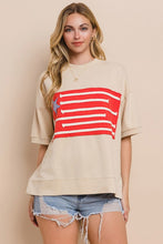 Load image into Gallery viewer, Oddi OVERSIZED Top with Flag Patch Front in Washed Sand
