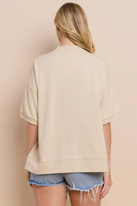 Oddi OVERSIZED Top with Flag Patch Front in Washed Sand