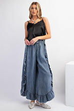 Load image into Gallery viewer, Easel Chambray Pants with Ruffle Details in Washed Denim Pants Easel   
