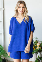 Load image into Gallery viewer, First Love Oversized Solid Color Textured Top in Blue Royal Shirts &amp; Tops First Love   
