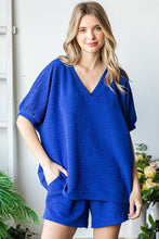 Load image into Gallery viewer, First Love Oversized Solid Color Textured Top in Blue Royal Shirts &amp; Tops First Love   
