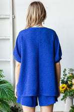 Load image into Gallery viewer, First Love Oversized Solid Color Textured Top in Blue Royal Shirts &amp; Tops First Love   
