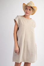 Load image into Gallery viewer, Easel Mineral Washed Cotton Knit Dress in Stone
