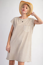 Load image into Gallery viewer, Easel Mineral Washed Cotton Knit Dress in Stone
