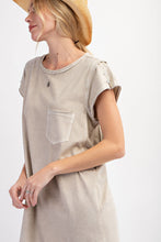 Load image into Gallery viewer, Easel Mineral Washed Cotton Knit Dress in Stone
