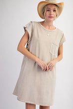 Load image into Gallery viewer, Easel Mineral Washed Cotton Knit Dress in Stone
