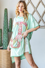 Load image into Gallery viewer, Oli &amp; Hali Oversized Appliqued Peace Sign Top in Mint Shirts &amp; Tops Oli &amp; Hali   
