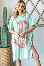 Load image into Gallery viewer, Oli &amp; Hali Oversized Appliqued Peace Sign Top in Mint Shirts &amp; Tops Oli &amp; Hali   
