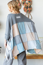 Load image into Gallery viewer, Oli &amp; Hali Colorblock Oversized Top in Blue Combo Shirts &amp; Tops Oli &amp; Hali   
