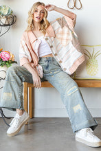 Load image into Gallery viewer, Oli &amp; Hali Mixed Fabric Button Up Top in Blush Shirts &amp; Tops Oli &amp; Hali   
