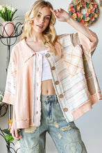 Load image into Gallery viewer, Oli &amp; Hali Mixed Fabric Button Up Top in Blush Shirts &amp; Tops Oli &amp; Hali   
