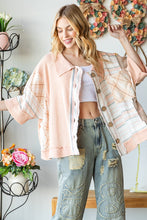 Load image into Gallery viewer, Oli &amp; Hali Mixed Fabric Button Up Top in Blush Shirts &amp; Tops Oli &amp; Hali   
