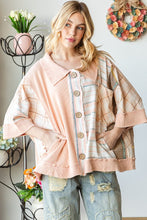 Load image into Gallery viewer, Oli &amp; Hali Mixed Fabric Button Up Top in Blush Shirts &amp; Tops Oli &amp; Hali   
