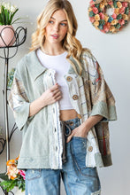 Load image into Gallery viewer, Oli &amp; Hali Mixed Fabric Button Up Top in Slate Shirts &amp; Tops Oli &amp; Hali   
