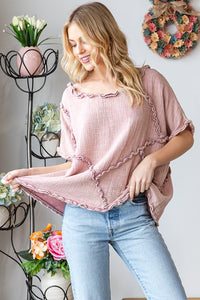 Oli & Hali Oversized Cotton Gauze Top in Pink Shirts & Tops Oli & Hali   