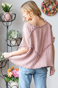 Oli & Hali Oversized Cotton Gauze Top in Pink Shirts & Tops Oli & Hali   