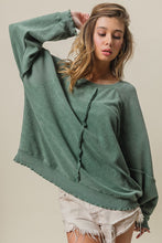 Load image into Gallery viewer, BiBi Solid Color French Terry and Thermal Top in Olive
