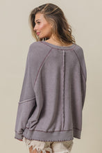 Load image into Gallery viewer, BiBi Solid Color French Terry and Thermal Top in Mocha
