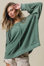 Load image into Gallery viewer, BiBi Solid Color French Terry and Thermal Top in Olive
