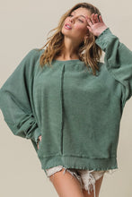 Load image into Gallery viewer, BiBi Solid Color French Terry and Thermal Top in Olive
