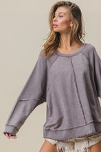 Load image into Gallery viewer, BiBi Solid Color French Terry and Thermal Top in Mocha
