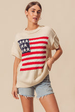 Load image into Gallery viewer, So Me American Flag Knit Sweater Top in Ivory Shirts &amp; Tops So Me   
