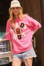 Load image into Gallery viewer, Oddi Chenille Patched &quot;READY HUT&quot; Football Top in Hot Pink
