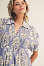 Load image into Gallery viewer, Jodifl Geometric Floral Print Midi Dress in Periwinkle
