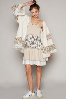 POL Open Front Mixed Cardigan in Cream Multi Cardigan POL Clothing   