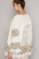 POL Open Front Mixed Cardigan in Cream Multi Cardigan POL Clothing   